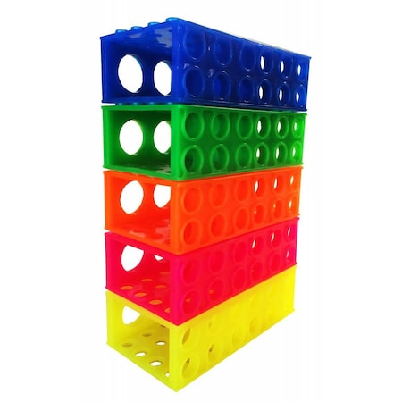 Scientific Specialties Flipper 4-Way Tube Racks, Fluorescent Assorted, 5/PK 167002